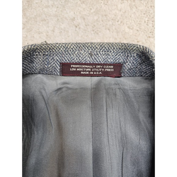 Evan-Picone Men's Gray Herringbone Wool Sport Coat Blazer 2 Button Made in USA - Picture 7 of 10